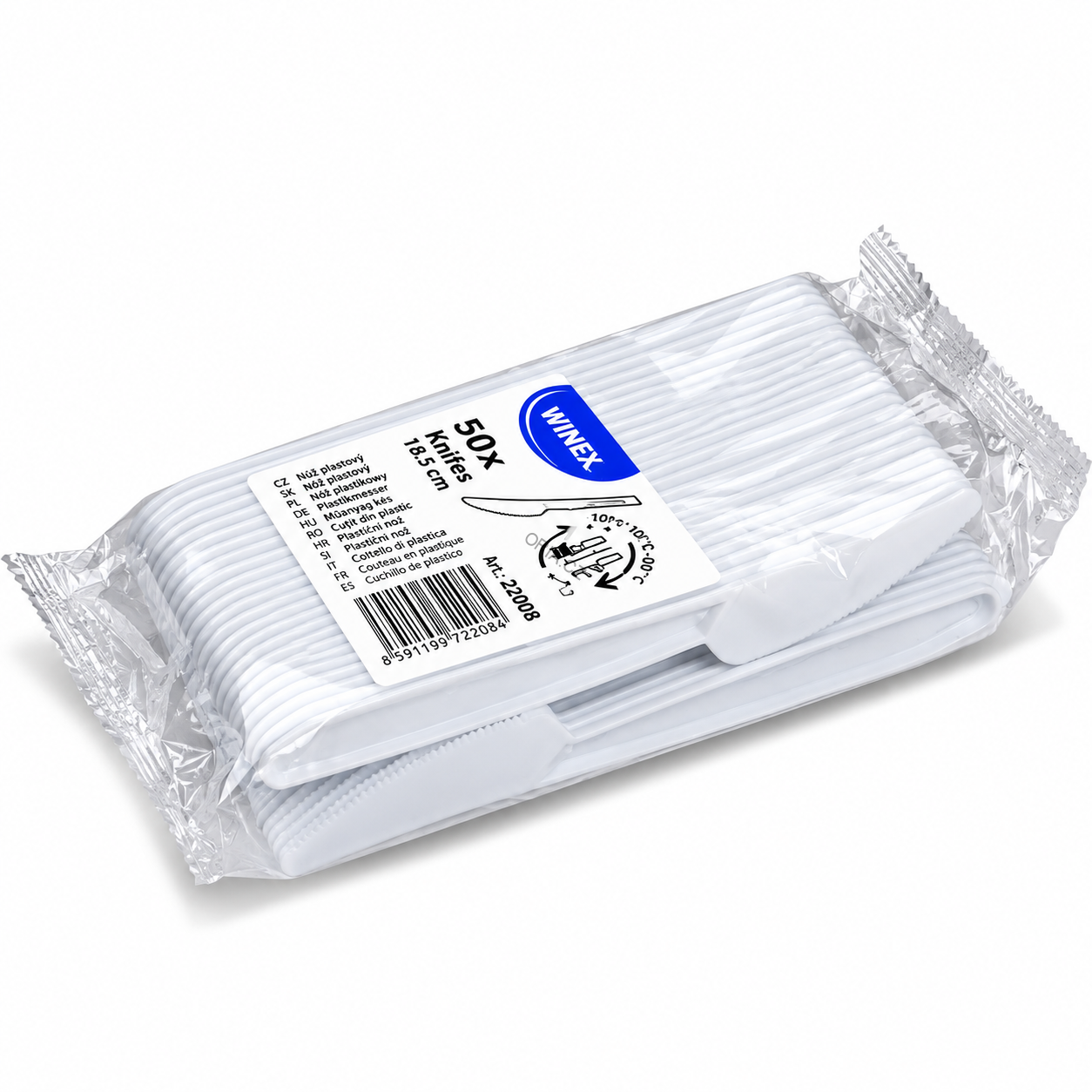Nůž (PP) opakovaně použitelný bílý 18,5cm [50 ks] 
